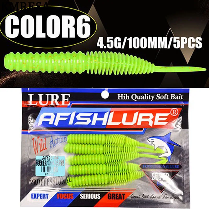 KMRESA-señuelo de pesca para peces blandos, cebo de goma Artificial de plástico Isca con tachuelas de sal, 10cm/4,5g, 5 unids/lote - imagen 5