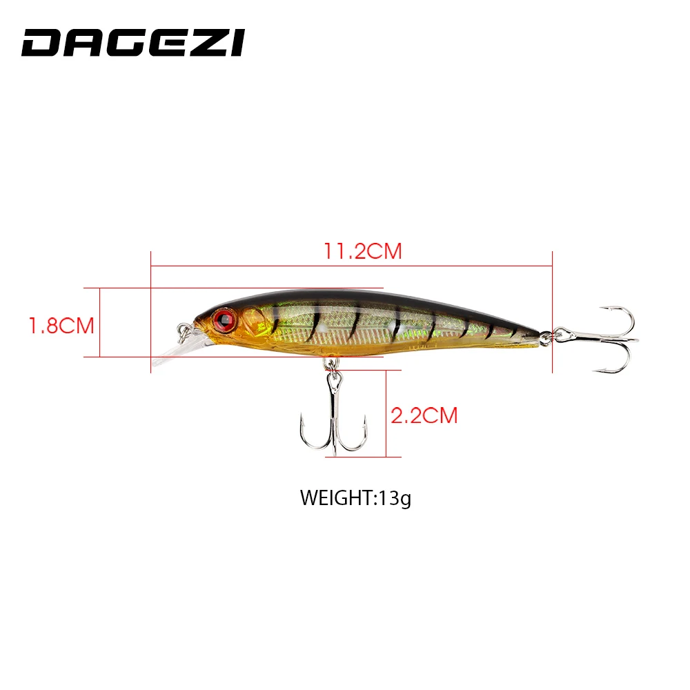DAGEZI-señuelo duro de pesca para pececillos, cebo Artificial de 11,2 CM/13G, profundidad de buceo, Wobbler, 1 unidad, 0,5-1,5 M - imagen 3