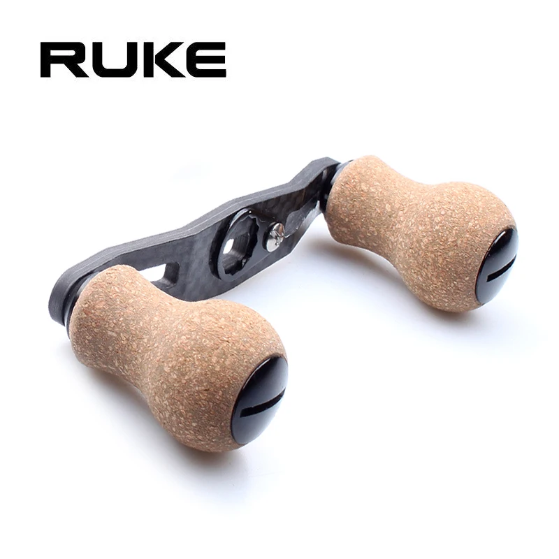 Ruke nuevo mango de carrete de pesca de fibra de carbono para Shimano D/A tipo Baitcasting con perilla de corcho tamaño del agujero 7*4/8*5mm longitud 90mm - imagen 3