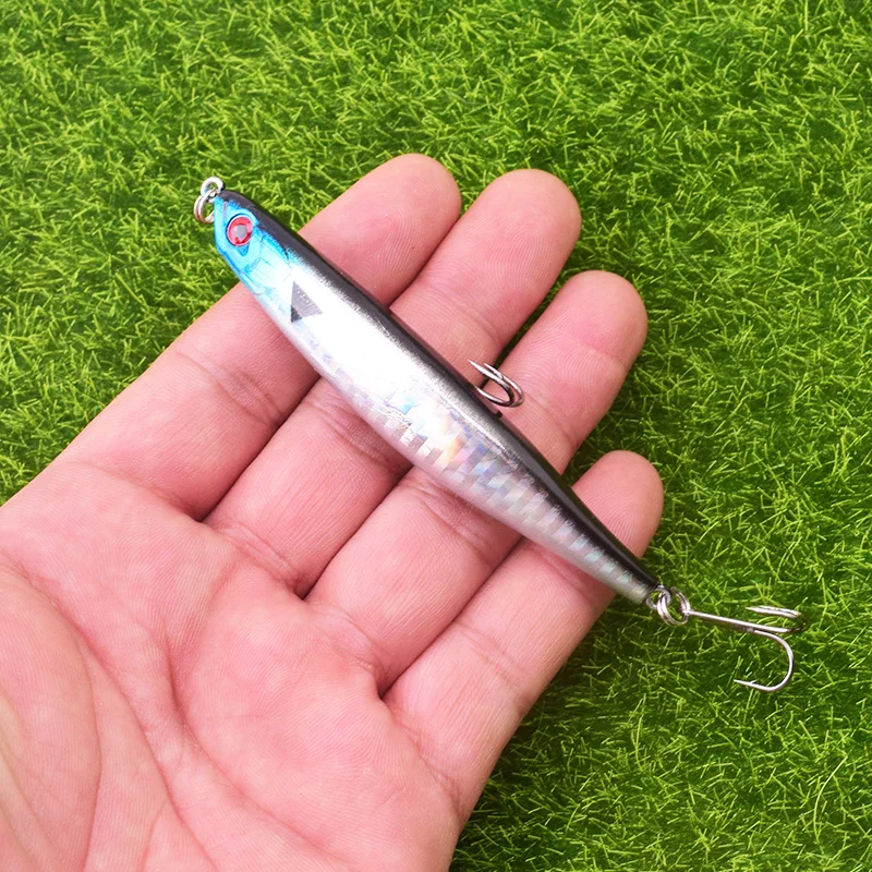 Cebo Wobbler flotante de 90mm y 8g, señuelo de pesca con lápiz Topwater, superficie doblada, aparejos de pesca teñidos, cebos duros artificiales japoneses, 1 Uds.