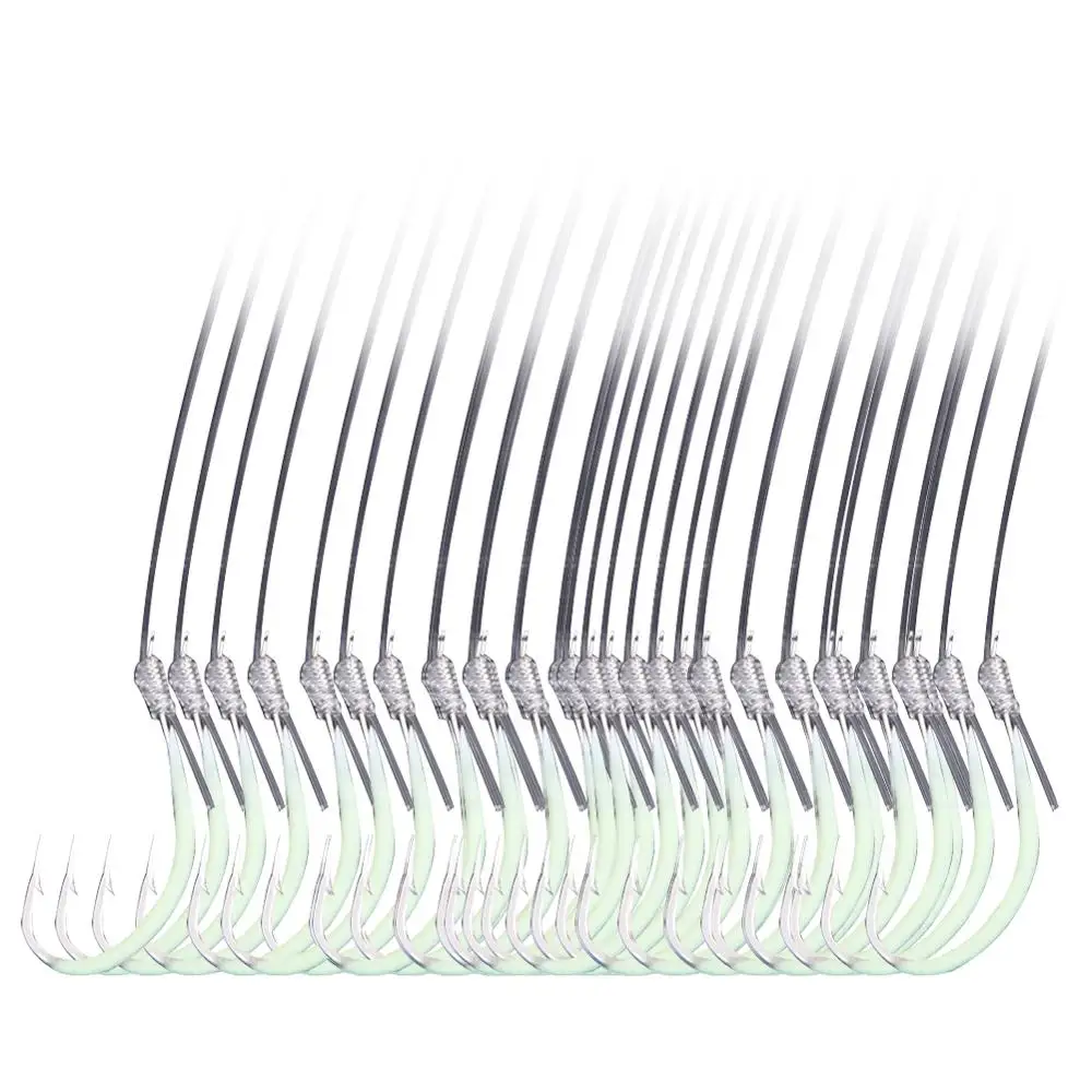 Anzuelos de pesca nocturna que brillan en la oscuridad, Accesorio luminoso para pesca de agua salada y fresca, 12-30 #, 30 unids/set por juego - imagen 4