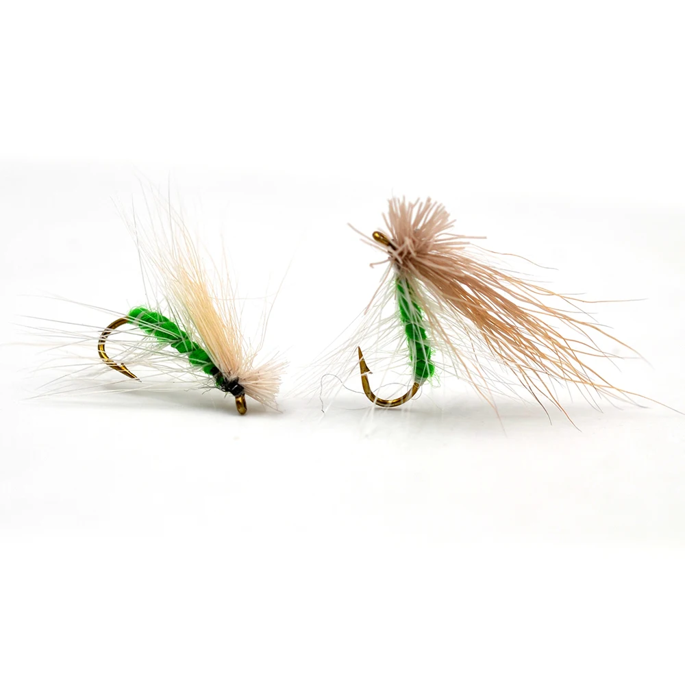 MNFT-señuelo de pesca con mosca seca, cebo Artificial para trucha, insectos de cuerpo verde, estilo, moscas de salmón, aparejos de pesca, 10 Uds., #10 - imagen 2
