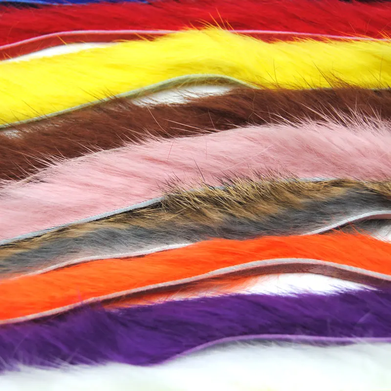 2 uds tiras Zonker de conejo Multicolor Streamer Material para atar moscas/fibra de bajo doblada de liebre - imagen 3