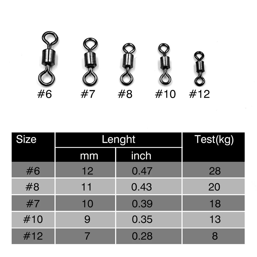 MNFT-barril rodante de acero inoxidable, conector giratorio de pesca, gancho de enlace, Kit de eslabones de pesca de carpa, 6/7/8/500 #, 10/12 Uds. - imagen 2