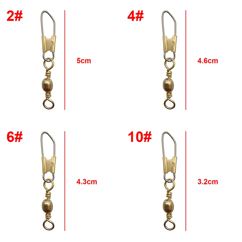 Barril giratorio de pesca con broche de seguridad, herramientas de pesca duras, tamaño del conector 2 4 6 10, 100 unidades - imagen 2