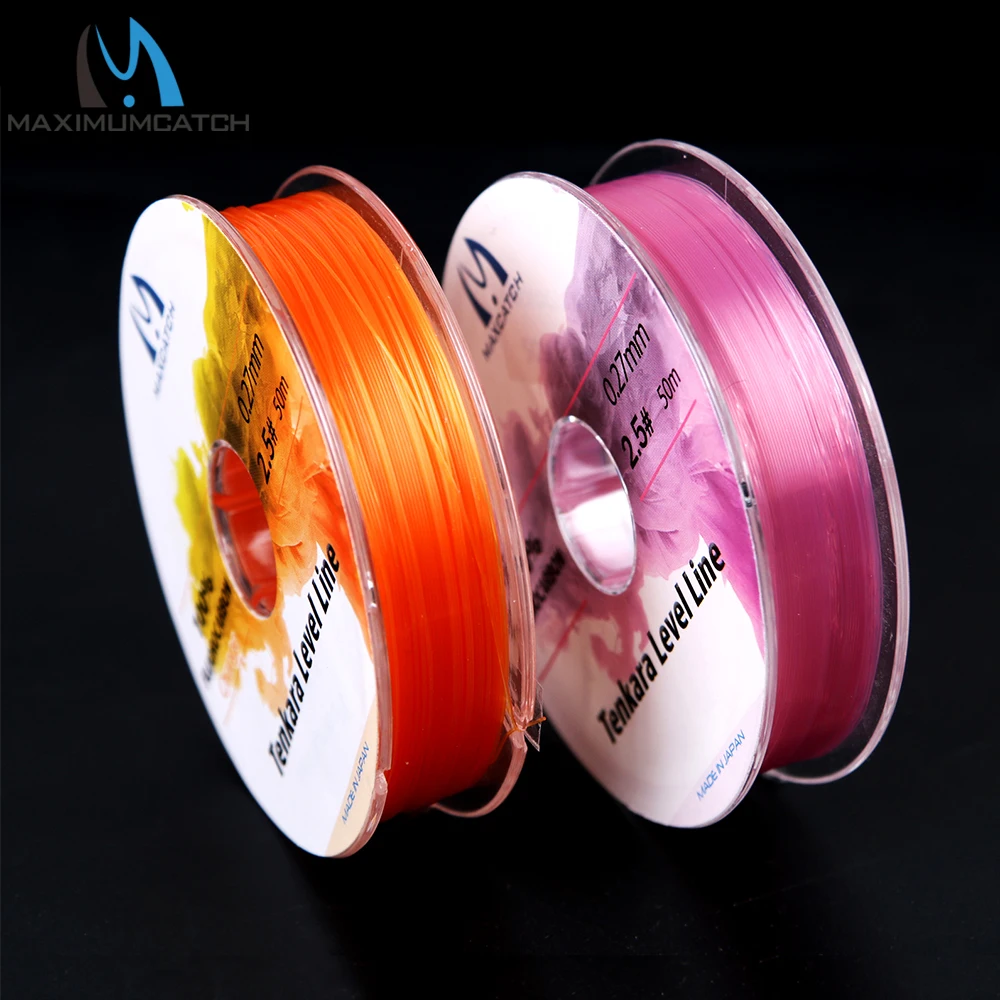 Maximumcatch LÍNEA DE NIVEL DE Tenkara 50M, 2,5 #/3,0 #, línea de pesca con mosca de fluorocarbono, color rosa/naranja - imagen 5