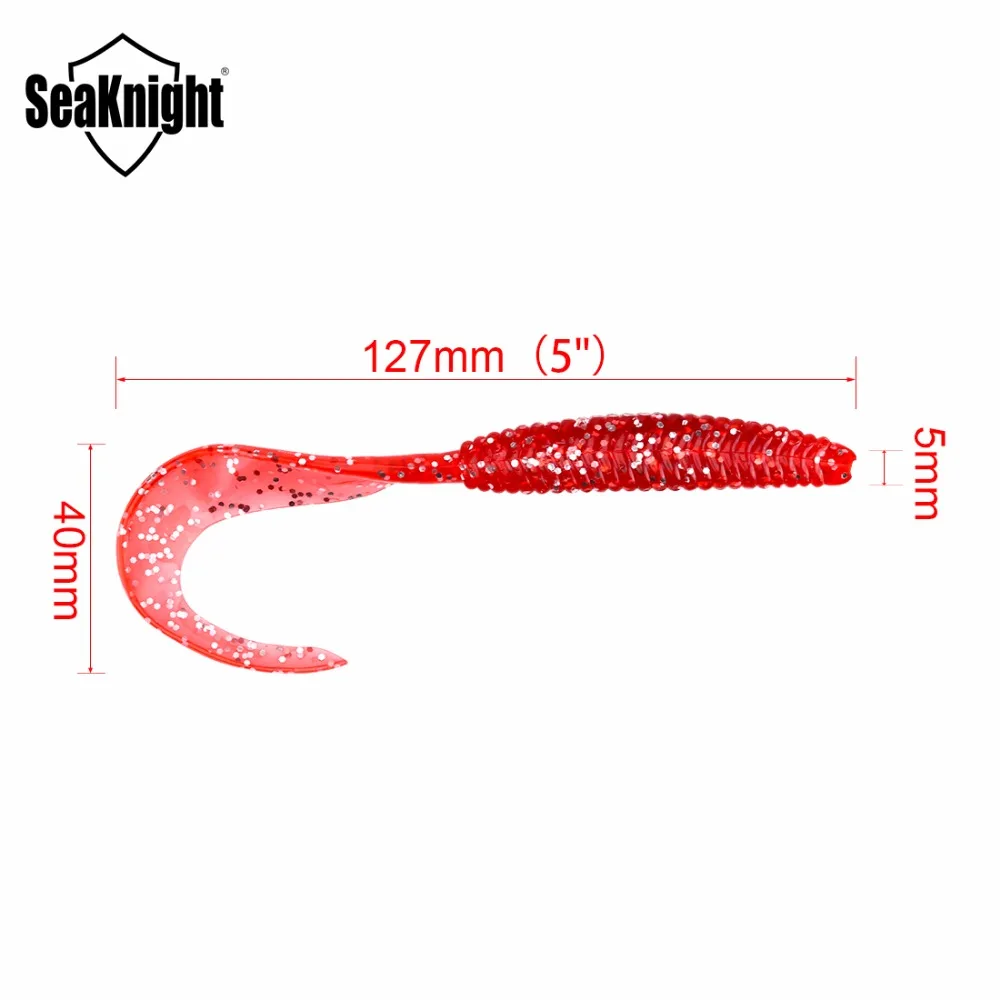 SeaKnight-señuelo de pesca SL014, 7g, 127mm, 13cm, 6 uds., señuelo falso, señuelos de silicona, gusano de cola larga individual, pesca en agua salada/agua dulce - imagen 3