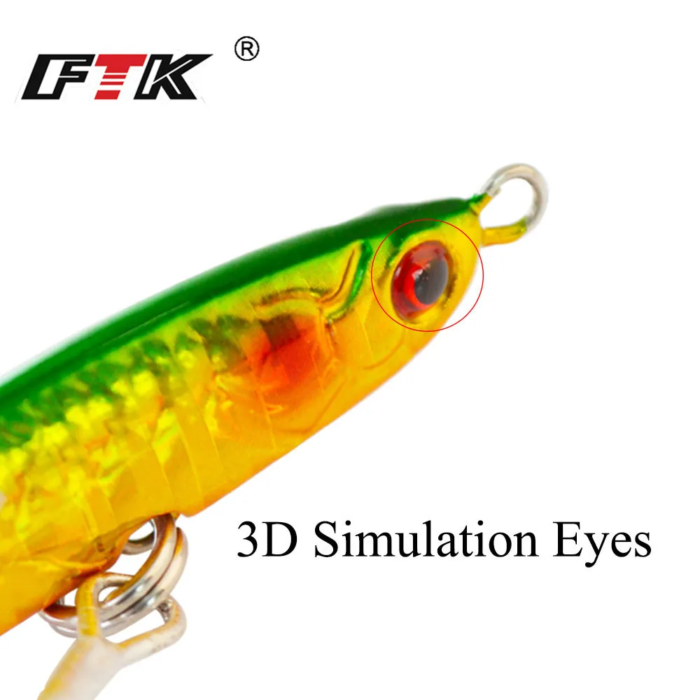 FTK 20g 30g 40g Señuelos de Pesca de Jigging de Metal 6,5 cm-8,5 cm cebo Artificial duro pesca en el mar Micro plantilla con anzuelo triple - imagen 5