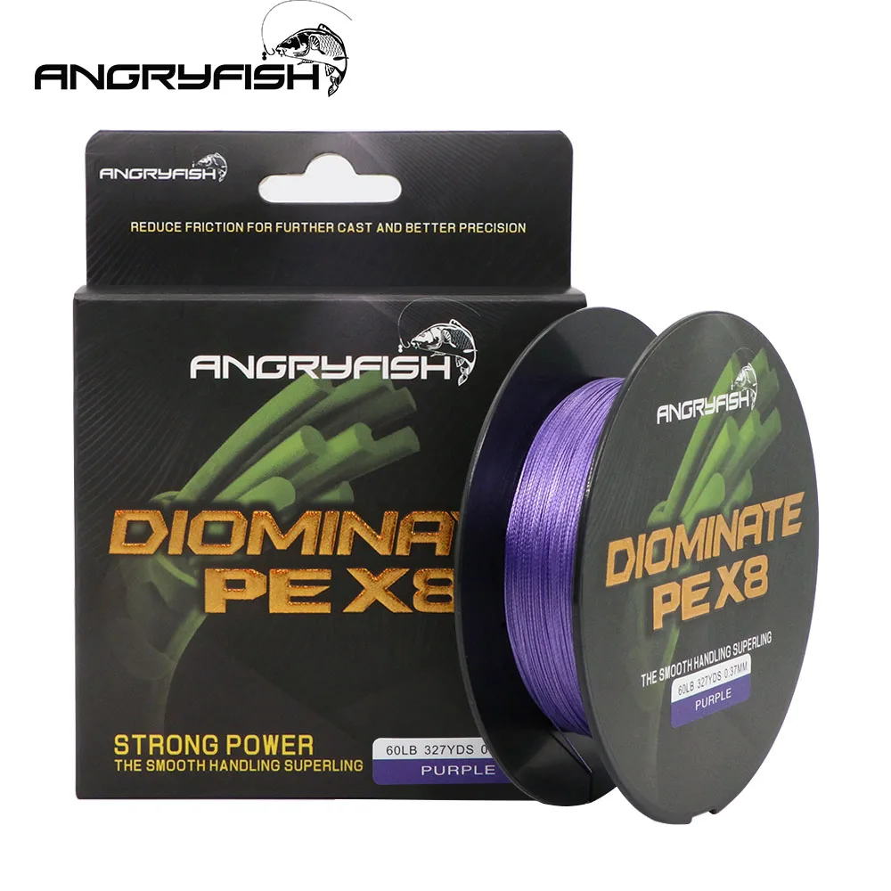 Angryfish Diominate PE X8 línea de pesca 327YDS/300M 8 hebras línea de pesca trenzada multifilamento PE línea 18 20 30 40 50 80LB