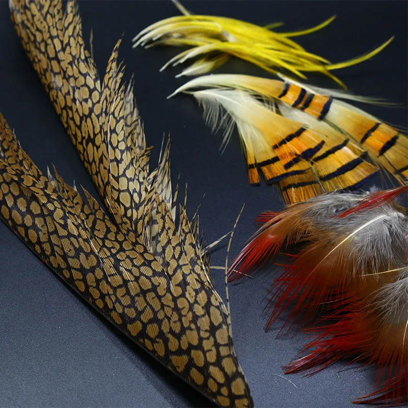 Juego de plumas de faisán doradas naturales, Cresta de cabeza de faisán dorado, cola central, material de plumas para atar moscas, nuevo - imagen 2