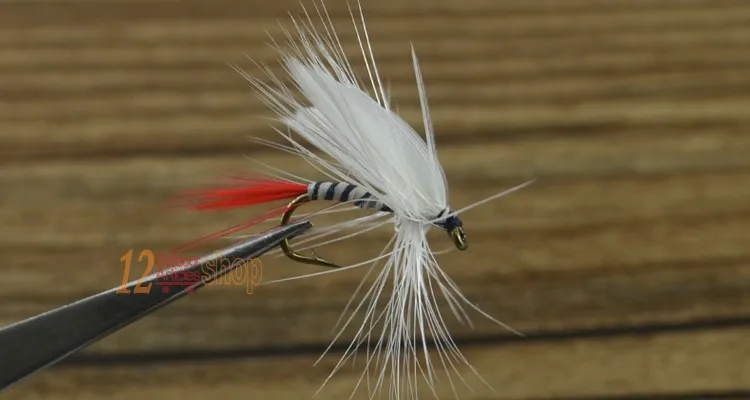 MNFT 10PCS 10 #    Blanco rojo trasero puede mosca trucha ninfa moscas WHITE MILLER cebra pesca con mosca anzuelo seco moscas señuelos - imagen 3