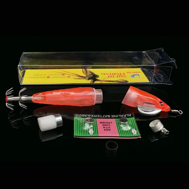 Anzuelo de calamar con batería reemplazable, cebos electrónicos LED para camarones, cebo duro, señuelo falso, equipo para atrapar pulpo, accesorios, 8 Uds. - imagen 5
