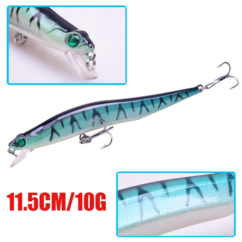 Señuelos de Pesca de pececillos, 1 unidad, 115mm, 10g, Crankbaits, cebo duro Artificial, Wobblers, señuelo de flotador lento, accesorios de aparejos de Pesca - imagen 2