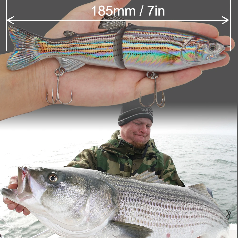 Señuelo duro de lubina hundida, wobblers multisección, Hunthouse, 185mm, 65g, articulado, cebo falso, accesorios de pesca lw108, 3 uds. - imagen 5