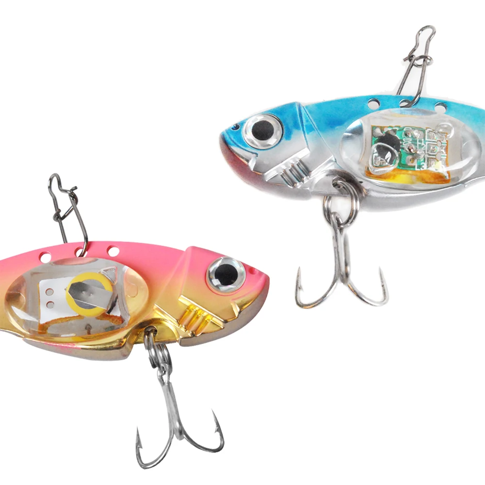 Señuelo de pesca de hielo, cebo duro Artificial LED de agua salada, vibración electrónica de Metal, perca de lubina, atún, invierno, 2 piezas - imagen 5