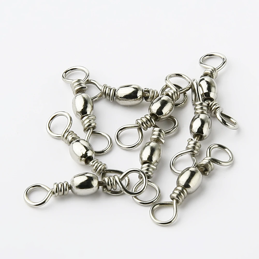 Caja de pesca giratoria de barril de acero inoxidable, aparejos de pesca marinos, Conector de anzuelo, accesorios de señuelo de pesca a presión, herramienta de carpa, 100 Uds. - imagen 4