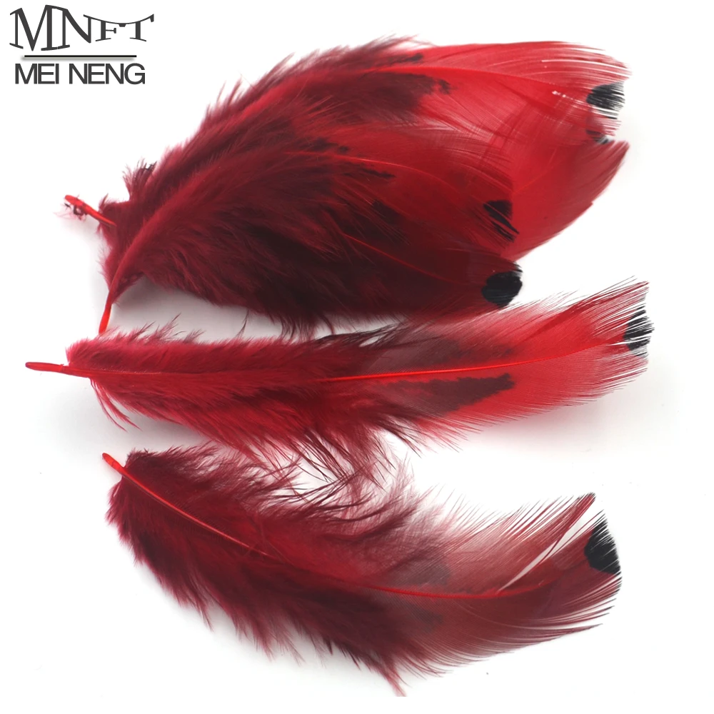 MNFT 50 unids/lote plumas de faisán rojo Natural con punto grande Material de atado de moscas para Señuelos de Pesca longitud de aproximadamente 4-8cm