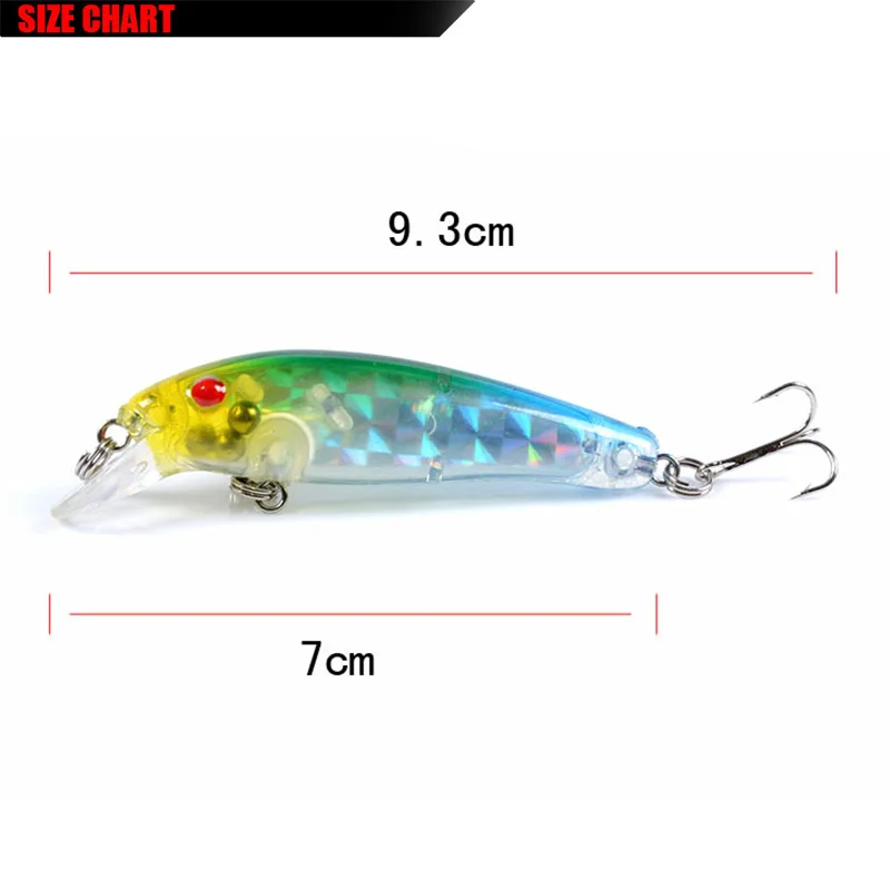 Proleurre-señuelo de pesca láser Minnow, 70mm, 6,5g, Swimbait, Wobblers con anzuelos triples, Crankbait, cebo duro Artificial, aparejos de pesca - imagen 2