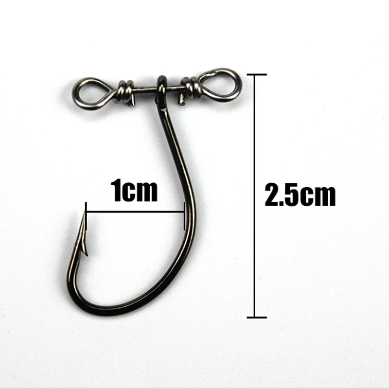 OUTKIT, 10 Uds., anzuelo de pesca de una sola manivela, anzuelos afilados de acero rico en carbono para lubina con señuelo suave con equilibrio - imagen 2