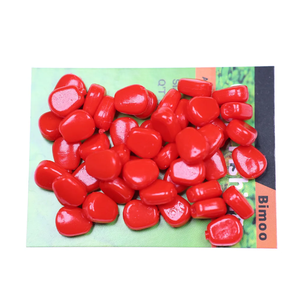 Bimoo-50 piezas de pesca de carpa fragante, maíz Artificial de plástico suave, cebo de gancho de pelo rojo, verde, amarillo y naranja - imagen 5
