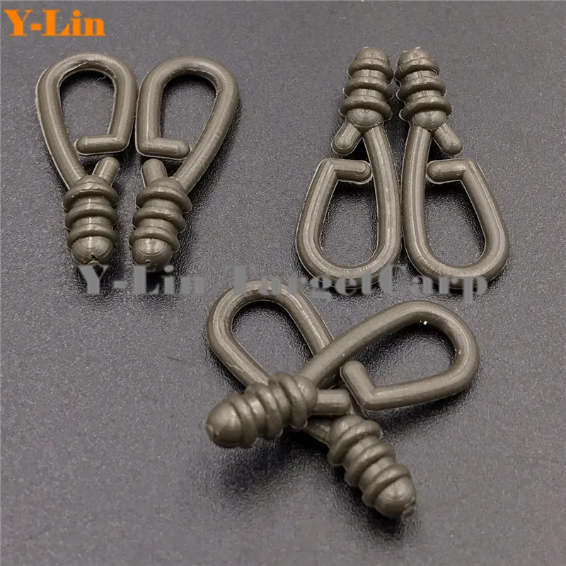 10 unidades de soporte de conector de cambio rápido para pesca de carpa, tornillo de guía de línea verde del ejército, Terminal de plomo, accesorios de aparejos