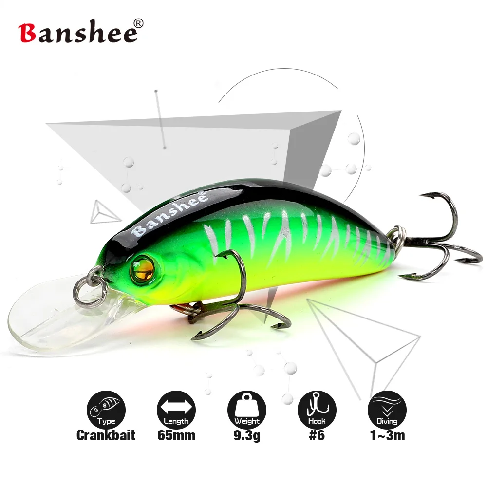 Banshee-señuelo de pesca flotante de lubina, cebo duro Artificial, 65mm, 10g, GO-CM003, Wobbler, para buceo poco profundo, 6 unids/lote - imagen 5