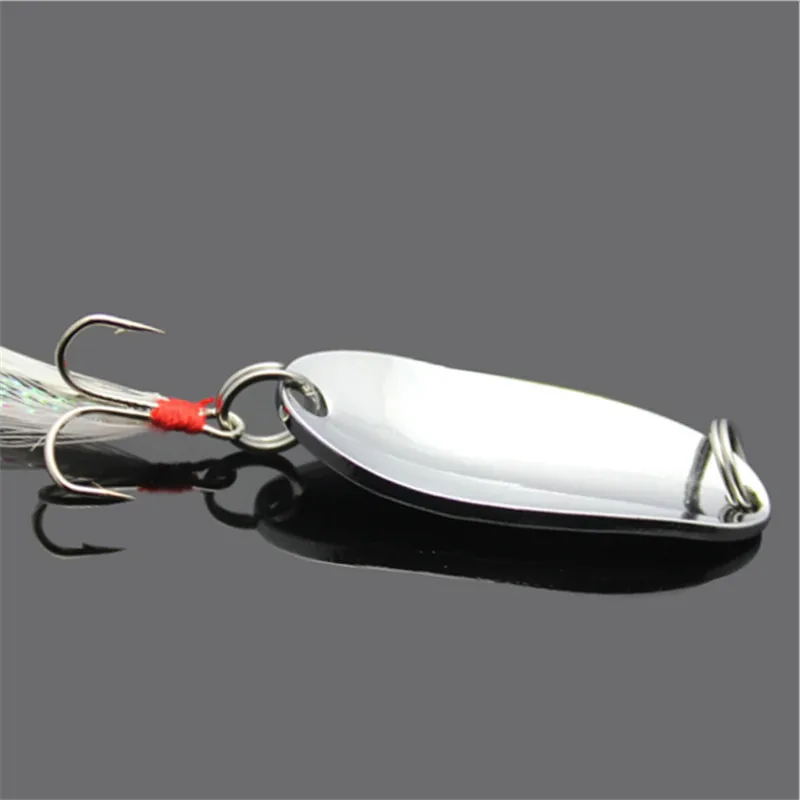 1 Uds Metal 3g/5g oro plata lentejuelas giratorias pesca señuelo con plumas cuchara cebo Wobblers cebos duros pesca con gancho agudo - imagen 3