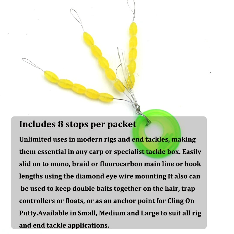 Accesorios de pesca de carpa, cuentas de tope de aparejo, 10 paquetes = 150 Uds., tope para aparejo de carpa, pelo de pesca de carpa, Chod Hannah Rig Pop UP Boilies Stop - imagen 2