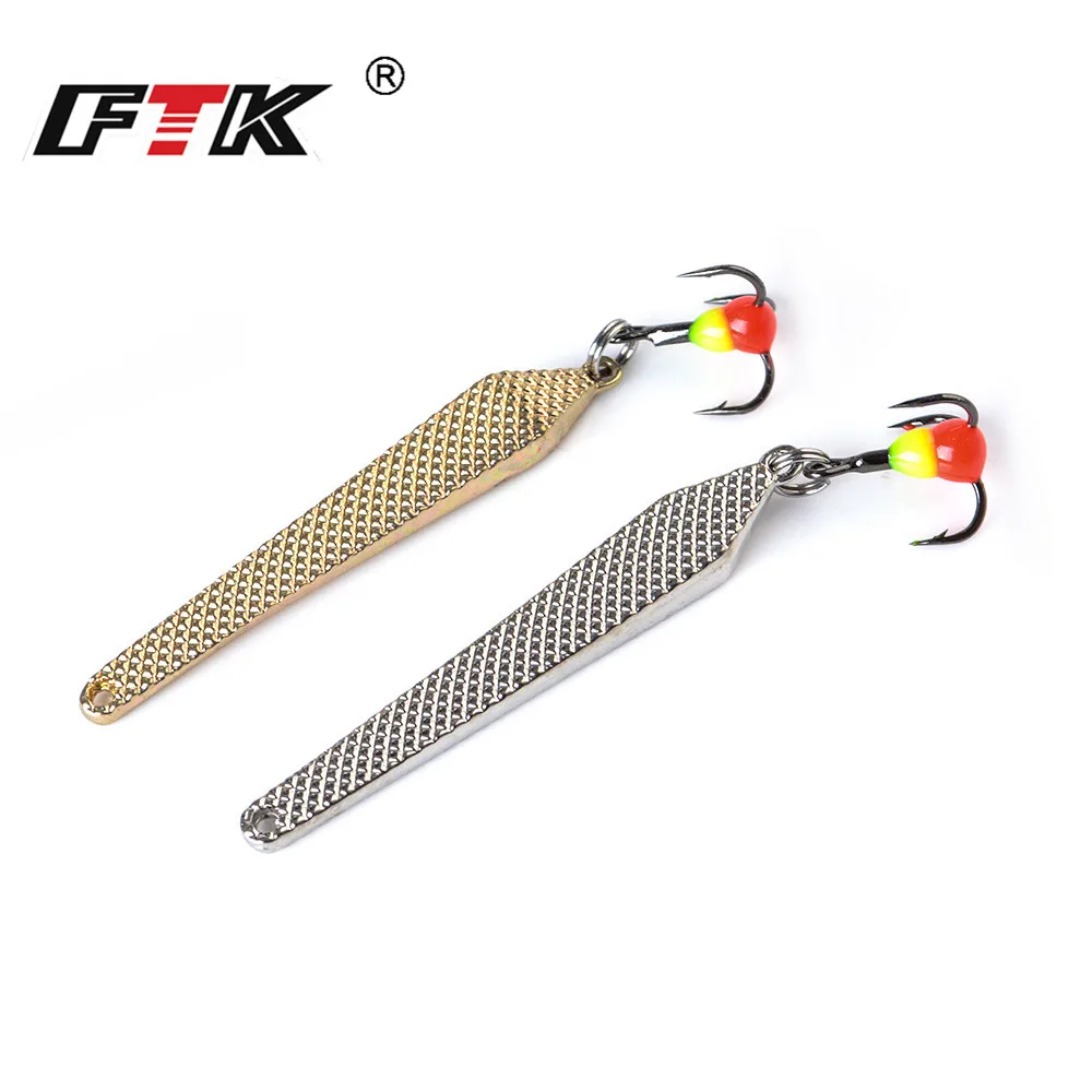 FTK-señuelo de pesca en hielo para invierno, cuchara giratoria, 55mm/6g, cebo de pesca de Metal dorado y plateado, anzuelo triple, señuelos duros para trucha y Lucio, 1 ud. - imagen 5