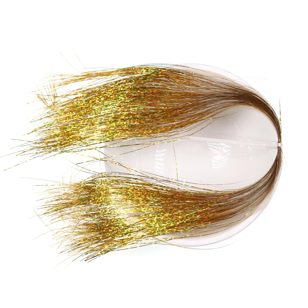 Bimoo 2 paquetes 0,35 MM Flashabou oropel holográfico Flash Minniw Pike agua salada Steelhead Streamer Material de atado de moscas plata dorado - imagen 4