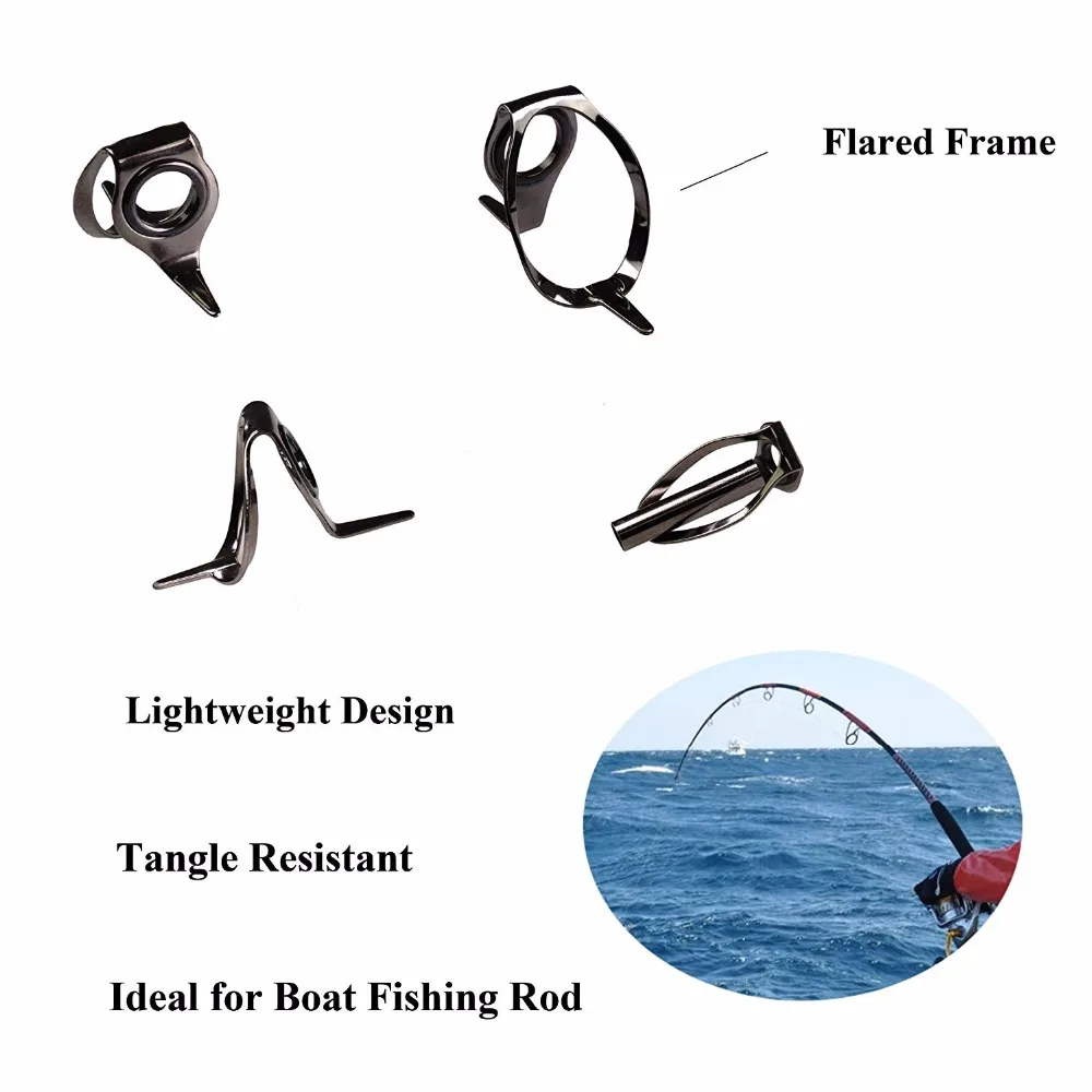 Kit de reparación de tapas de punta de guías de caña de pescar de 35 piezas 8 # -25 #   Juego de reemplazo superior de punta de guías de cañas de pescar de acero inoxidable - imagen 4