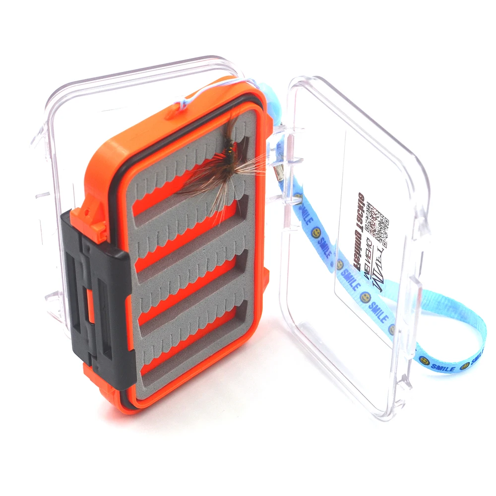 MNFT-cajas de bolsillo para pesca de trucha y mosca, doble cara, impermeables, surtido de ninfas, con moscas, caja para pesca con hendidura en el interior, 1 Uds. - imagen 4