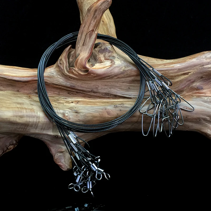 Bimoo-10 piezas de alambre grueso, 50cm x 1mm, 150LB, líder de pesca de acero, traza de pesca de agua salada, anzuelo, anzuelo - imagen 3