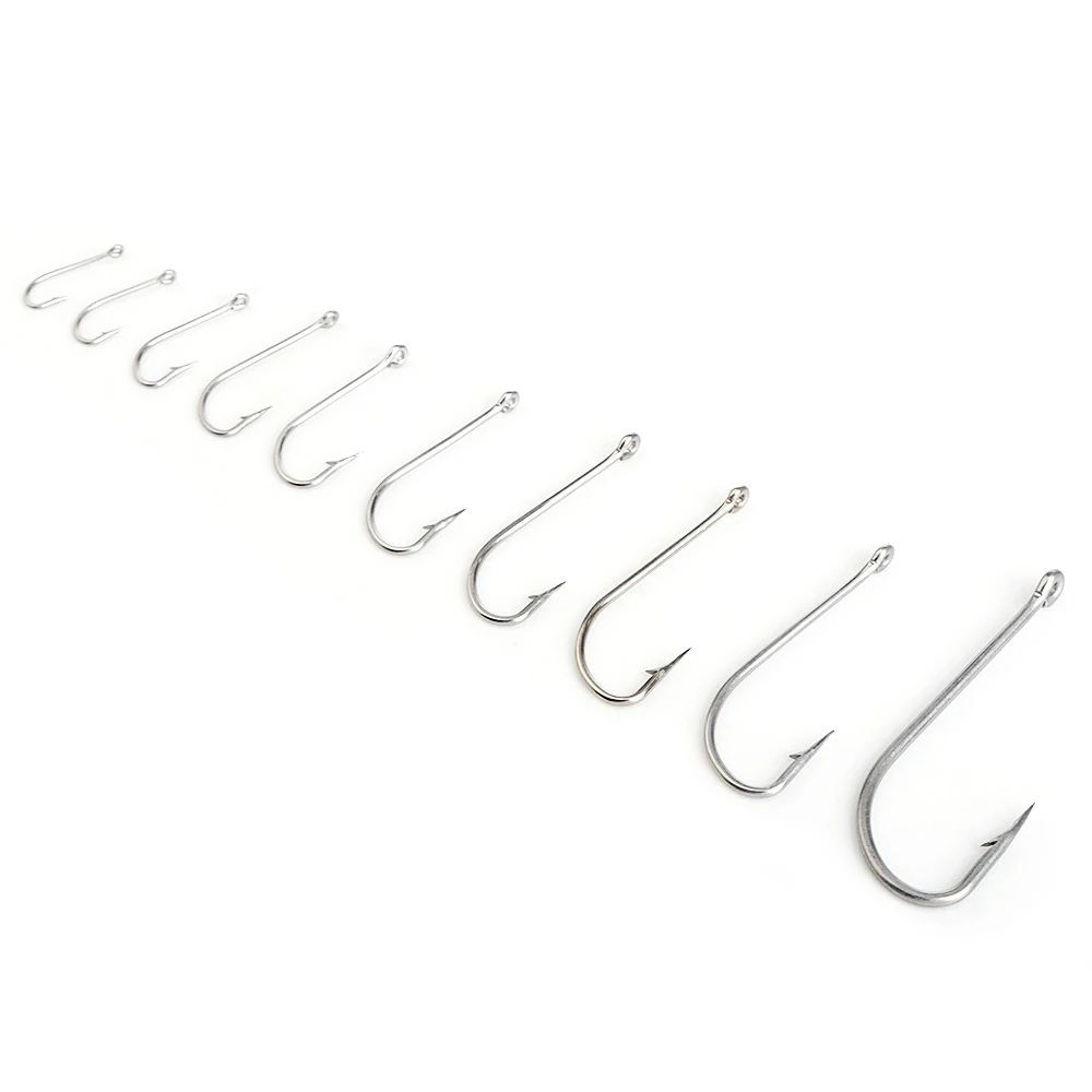 25-50 Uds. Anzuelos de pesca de acero rico en carbono con anillo 401SS O'SHAUCHNESSY anzuelo con púas 6/0 # -1/0 #   1 # -8 #   Accesorios - imagen 2