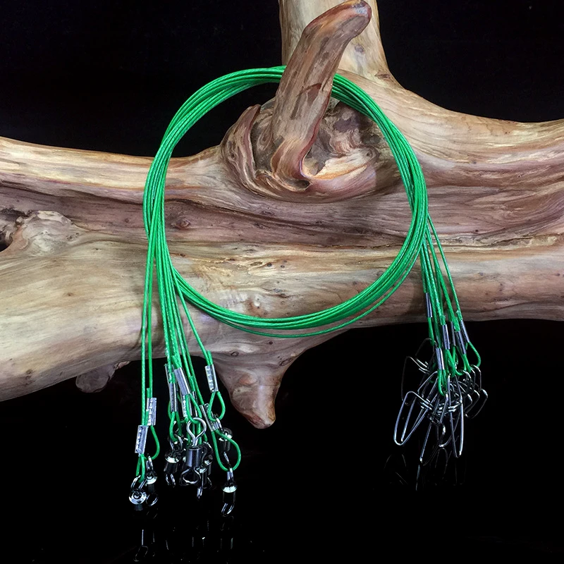 Bimoo-10 piezas de alambre grueso, 50cm x 1mm, 150LB, líder de pesca de acero, traza de pesca de agua salada, anzuelo, anzuelo - imagen 5