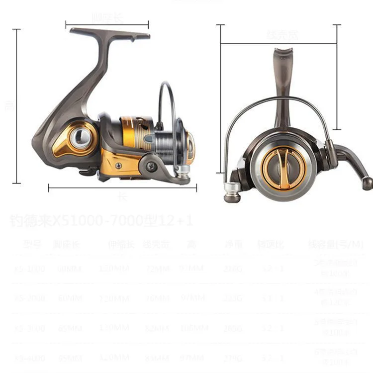 Rueda giratoria de precarga, cabezal de metal sin marco, rueda de caña de pescar de mar, equipo de pesca de carretera - imagen 5