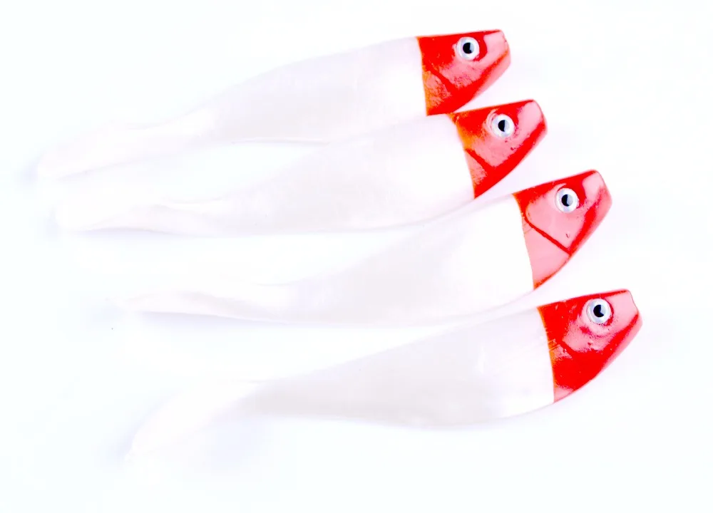 Señuelo de pesca suave, 10cm, 7g, señuelos artificiales biónicos, cabeza roja, cuerpo blanco, simulación de peces, lote de 4 piezas - imagen 3
