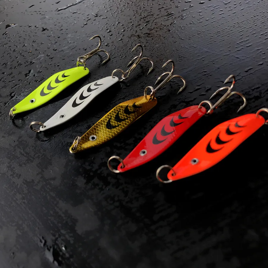 Señuelos giratorios de cuchara de pesca de metal duro, accesorio de aparejos de pesca, cabeza de serpiente de lubina, ojos 3D, 7g, 5cm, 5 piezas - imagen 3