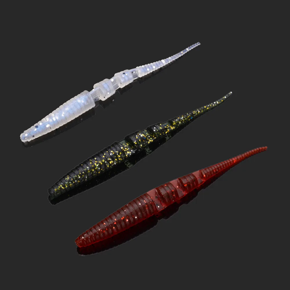 ALLBLUE-Señuelos de Pesca de silicona, 10 unids/lote, 80mm/1,7g, cebo suave, gusano isca, aparejos de pesca de carpa artificial - imagen 5