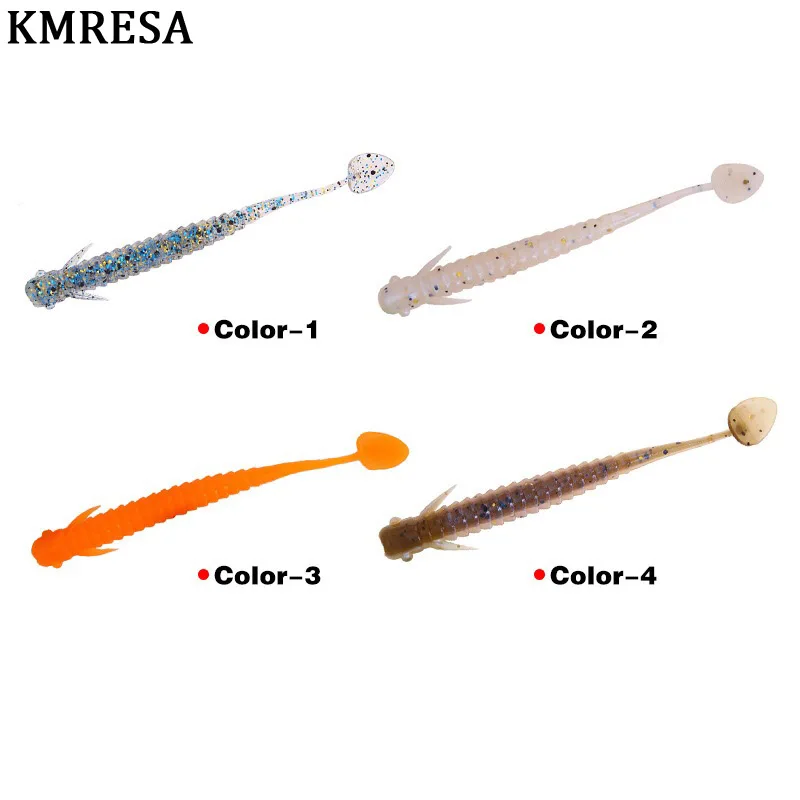 KMRESA-SEÑUELOS blandos de 75mm/2g, aparejos de Pesca, artificiales, cola en T, Swimbait, 8 unids/lote - imagen 4