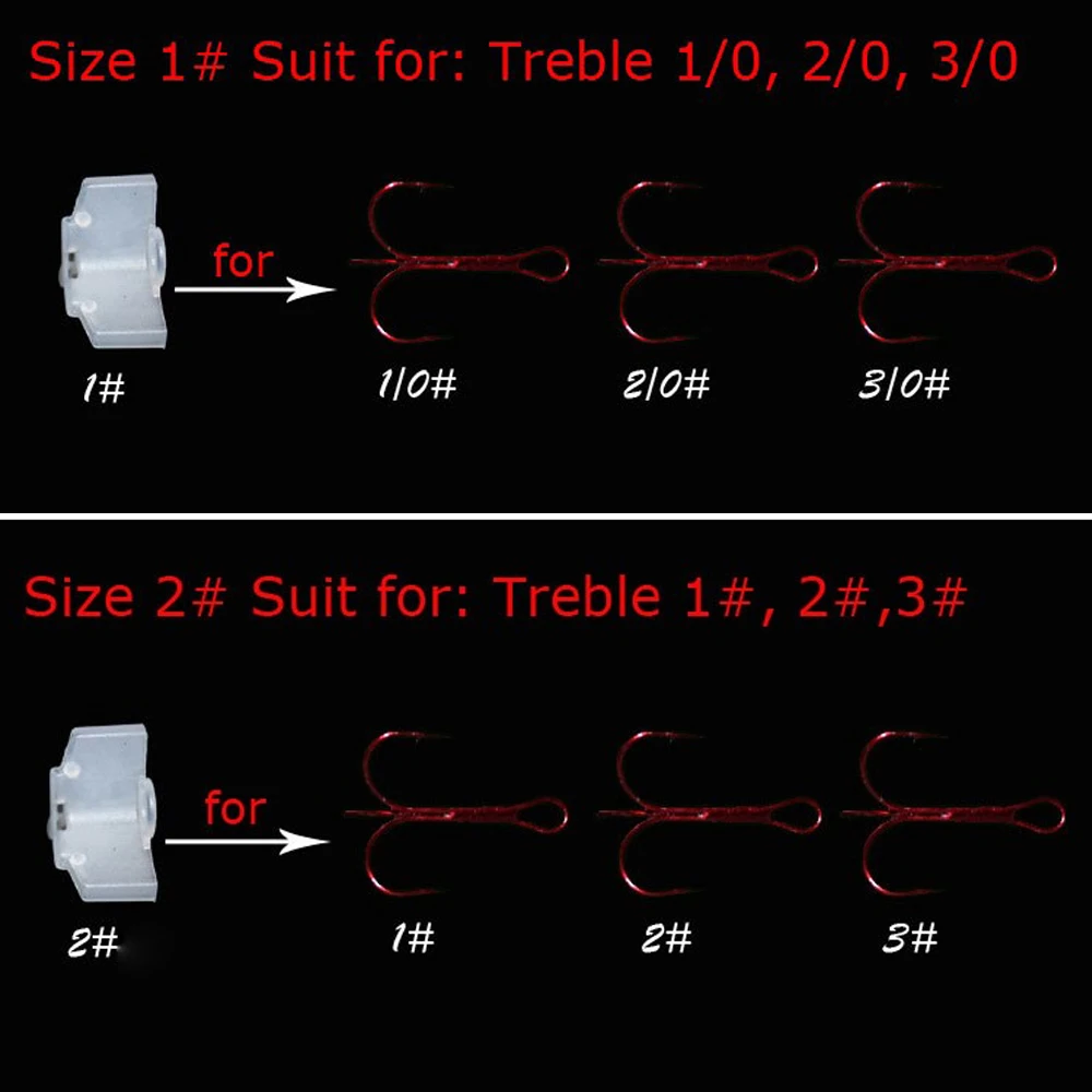 Cubiertas protectoras de anzuelos triples de plástico, 25 piezas, para Señuelos de Pesca, 5 tamaños, compatible con herramientas de tamaño triple 1, 2, 3, 1/0, 2/0, 3/0 - imagen 5