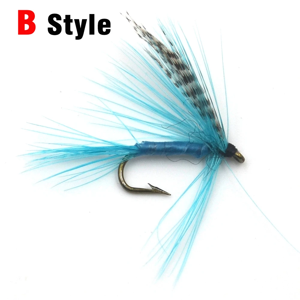 MNFT 10 piezas 12 #   Mosquito azul Ninfa Mayfly Mosca seca Pesca con mosca Moscas Pesca de trucha Moscas Gancho seco húmedo - imagen 3