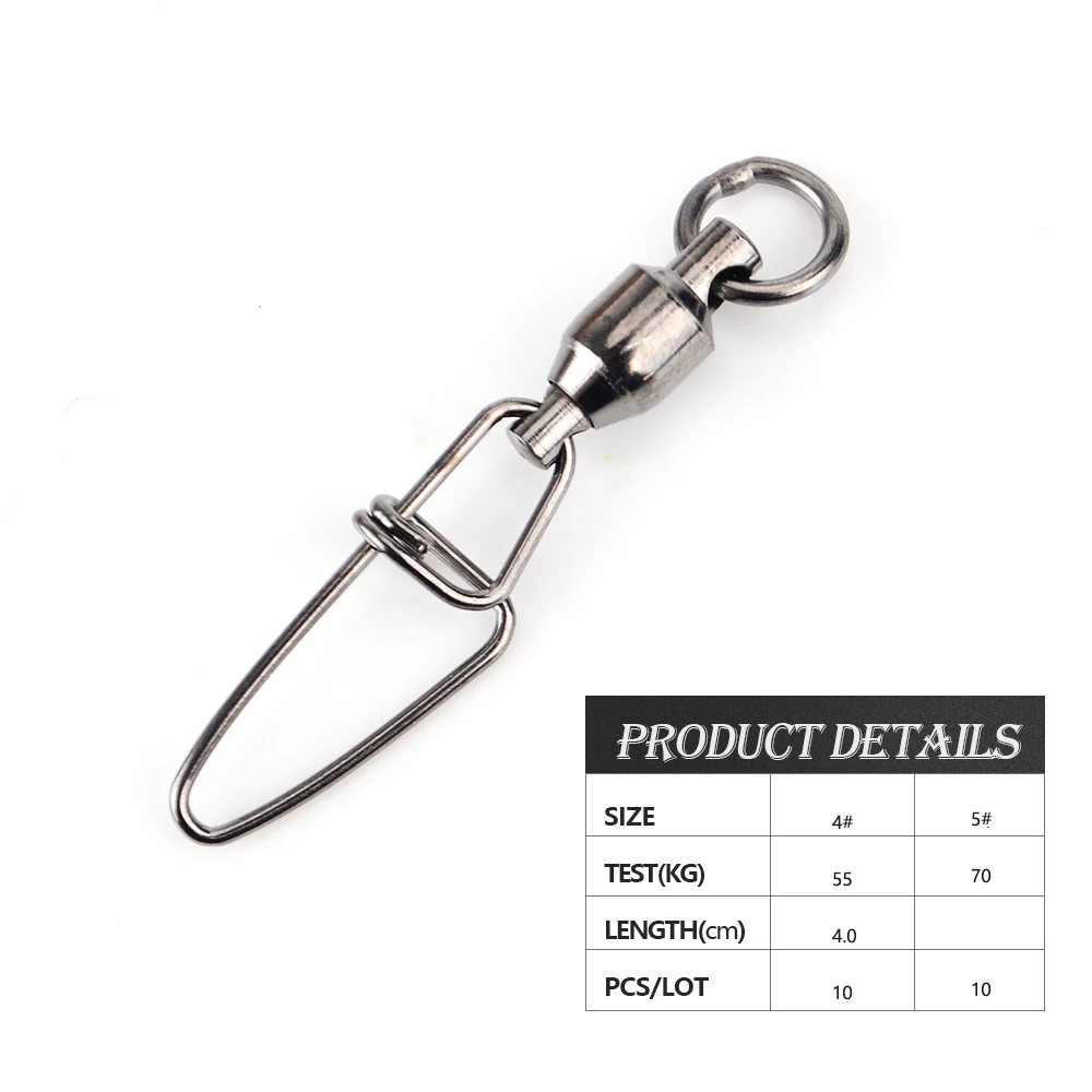 FISH KING-rodamiento de bolas giratorio para pesca, 10 Uds., con bloqueo cruzado, señuelo tipo anzuelo, Terminal de conector, tienda de aparejos de pesca - imagen 4