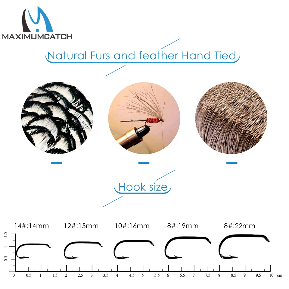 Maximumcatch-Juego de moscas para pesca con mosca, serpentina, ninfa seca, trucha, moscas húmedas # 2- # 14 Señuelos de Pesca Aparejos de Pesca - imagen 3