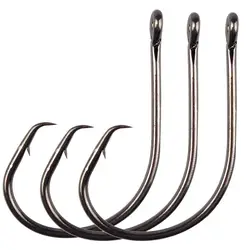 Hyaena 50 unids/lote 39951 1/0-9/0 Demon Circle Ultra Point nitidez extrema vástago corto para señuelo más pesado fuertes ganchos de agua dulce