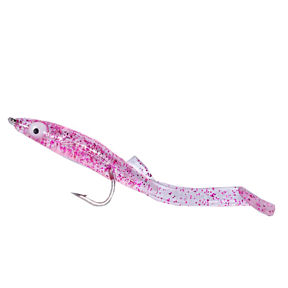 ILure-cebo suave de Pesca, 6 uds., 85mm, 2,3g, Anguila de mar suave, cebo falso de alta calidad, cola de paleta, Anguila de arena, señuelo de Pesca Crankbait - imagen 5