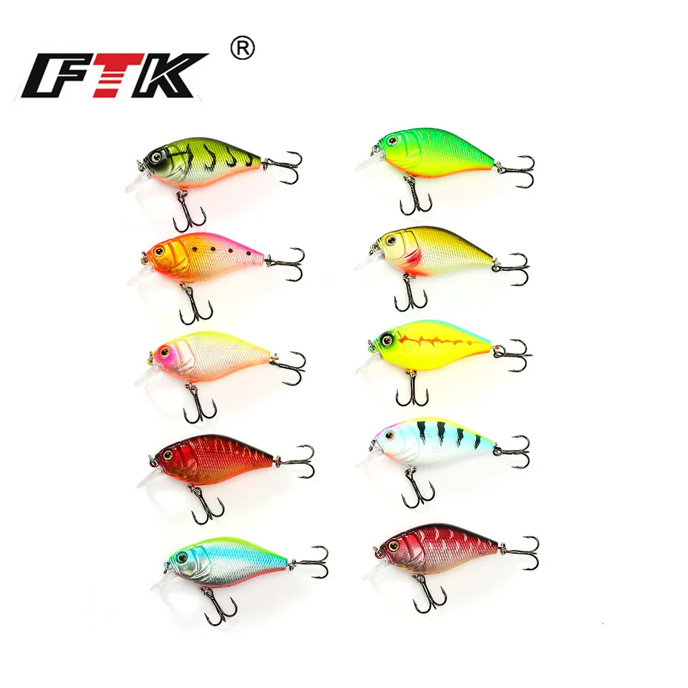 FTK 9g 50mm señuelo de pesca Crankbait Topwater cebo Artificial duro Wobblers Swimbait para aparejos de pesca de lubina y trucha - imagen 2