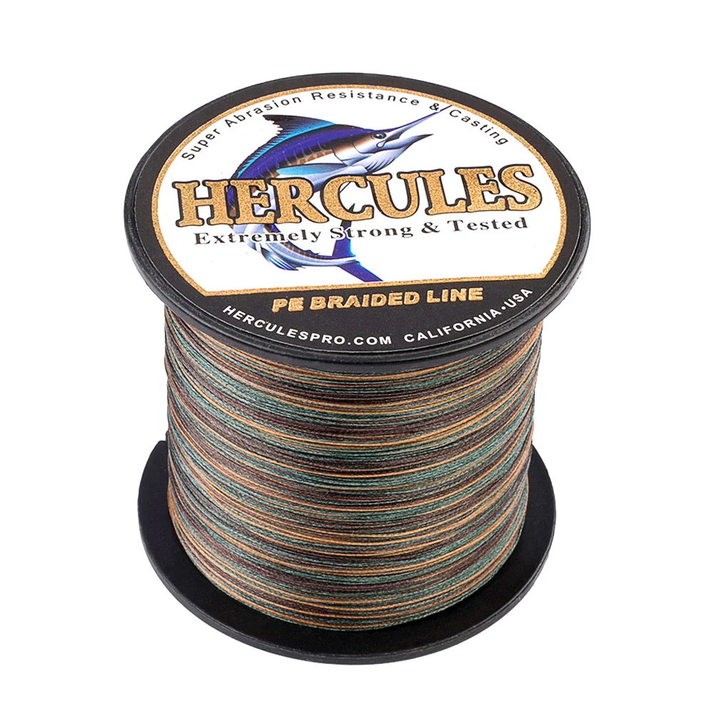 Hercules nuevo Camo 8 hebras PE hilo de pescar trenzado 100M 300M 500M 1000M 1500M 2000M Pesca tejido de agua salada carpa pescado - imagen 5