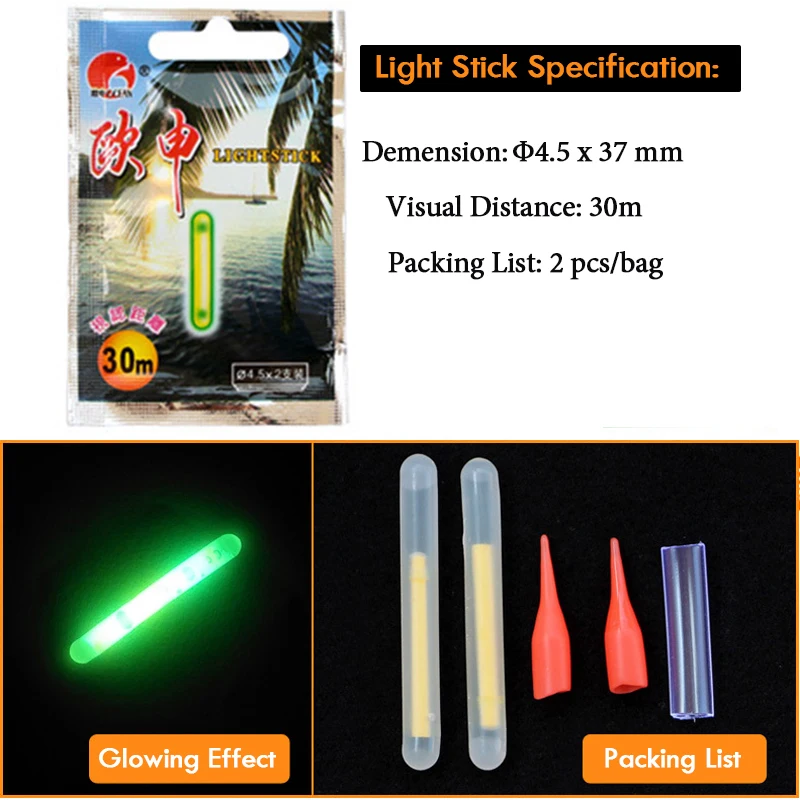 Flotador de pesca fluorescente, palo de luz brillante, accesorio flotador luminoso, pesca nocturna de carpa, 5 unidades, 15 unidades, 20 unidades por lote, nuevo, 2019 - imagen 4