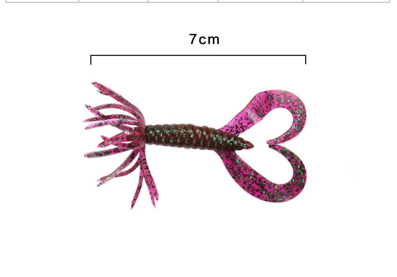 Señuelo de pesca con cebo suave en forma de paraguas, 7cm/1,8g, larva, doble cola, Buzz, anzuelo con cabeza de anzuelo, gusano, señuelo Artificial, lote de 5 piezas - imagen 3